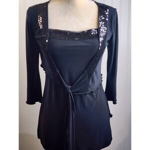 Vol 1 Women's 2 piece Top With‎ Sequins  Size xl Black
